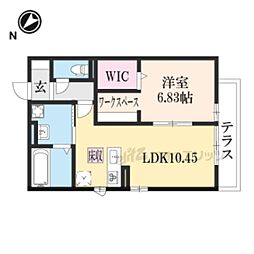 アースフィールド彦根 1階1LDKの間取り