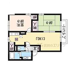 京阪石山坂本線 南滋賀駅 徒歩3分の賃貸アパート 1階2LDKの間取り