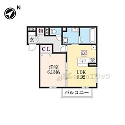 ＧＬ　Ｐｌｕｓ　HIGASHIYAGURA 1階1LDKの間取り