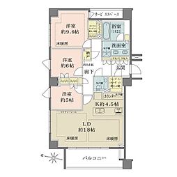 ザ・パークハウス千代田六番町 5階3LDKの間取り