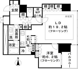 ワールドシティタワーズ・ブリーズタワー 30階1SLDKの間取り