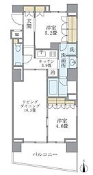 KDXレジデンス南麻布 4階2LDKの間取り