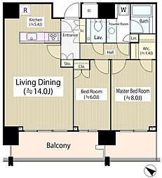 THE ROPPONGI TOKYO CLUB RESIDE 23階2LDKの間取り
