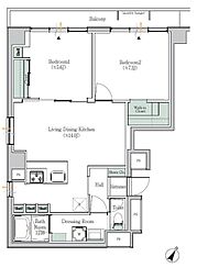 ブルックサイド水天宮前 2階2LDKの間取り