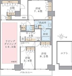 Brillia ist 東雲キャナルコート 14階3LDKの間取り