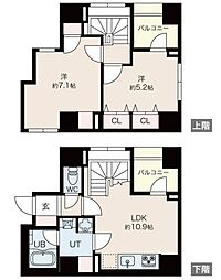 グランジット月島 5階2LDKの間取り