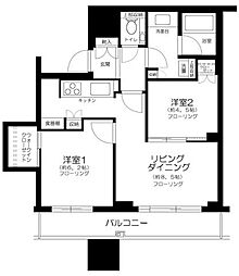 キャピタルゲートプレイスザ・タワー 2LDKの間取図画像