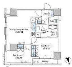 ベルファース芝浦タワー 2LDKの間取図画像