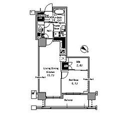 パークアクシス日本橋浜町 1LDKの間取図画像
