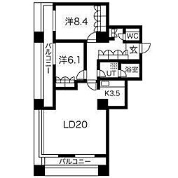 グランパークハイツ 2LDKの間取図画像