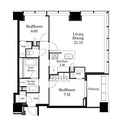 白金ザ・スカイ東棟 2LDKの間取図画像