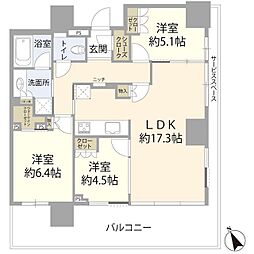 ウェリスタワー愛宕虎ノ門 3LDKの間取図画像
