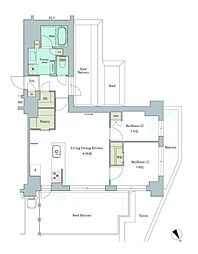 江東区深川2丁目マンション 2LDKの間取図画像