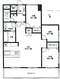 コープ野村六本木1 3LDKの間取図画像
