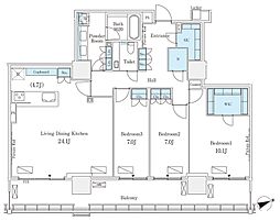 ロイヤルパークス品川 3LDKの間取図画像