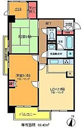 マンション武蔵野 2LDKの間取図画像