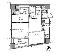 パークアクシス日本橋浜町 1SLDKの間取図画像