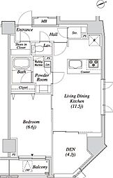 クレセント虎ノ門新橋 1SLDKの間取図画像