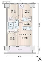 エスティメゾン豊洲レジデンスA棟 3LDKの間取図画像