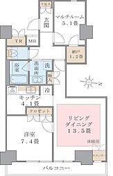 Brilliaist東雲キャナルコート 1SLDKの間取図画像
