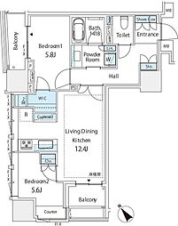 ミレアコート銀座プレミア 2LDKの間取図画像
