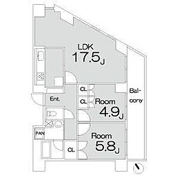 ラフィネ大崎 2LDKの間取図画像