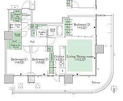 HARUMIFLAGPARKVILLAGET棟 3LDKの間取図画像