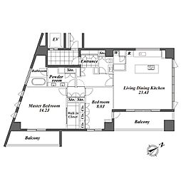 オーパスレジデンス恵比寿 2LDKの間取図画像