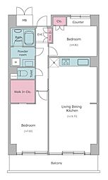 レジディア芝浦 2LDKの間取図画像