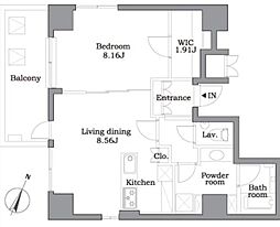 レジディア東麻布 1LDKの間取図画像