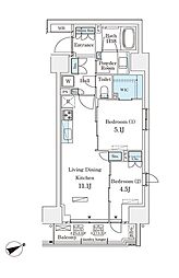 Parknadefit南青山Garden 2LDKの間取図画像