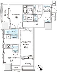 ミレアコート銀座プレミア 2LDKの間取図画像