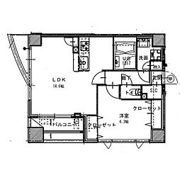 PARKFLATS芝浦 1LDKの間取図画像