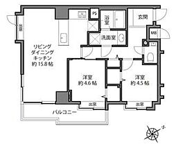 ウィン麻布十番 2LDKの間取図画像