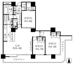 リバーポイントタワー 3LDKの間取図画像