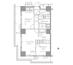 パークアクシス豊洲 2LDKの間取図画像
