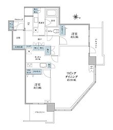 ライオンズタワー月島 2LDKの間取図画像