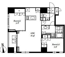 レジディア日本橋馬喰町3 2LDKの間取図画像