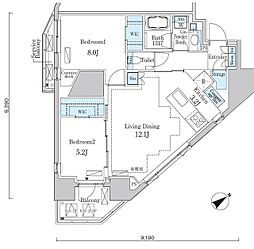 PRIMEART白金台 2LDKの間取図画像