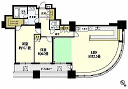 東京ツインパークスレフトウィング 2LDKの間取図画像