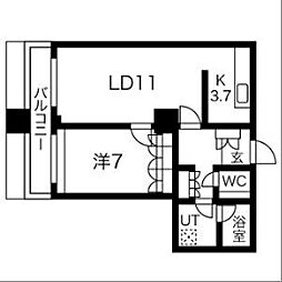 グランパークハイツ 1LDKの間取図画像