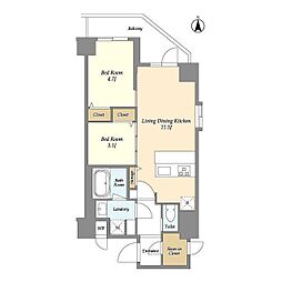江東区大島8丁目マンション 2LDKの間取図画像