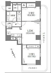 アメニティタワー相模原 2LDKの間取図画像