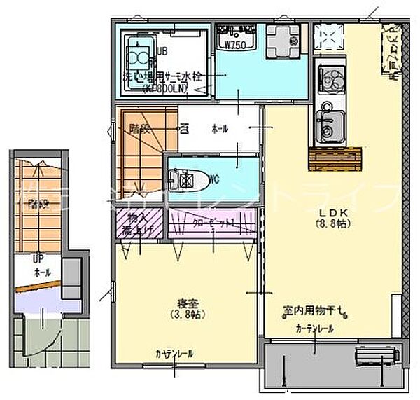 SRLコンフォート ｜茨城県牛久市田宮３丁目(賃貸アパート1LDK・2階・36.90㎡)の写真 その2