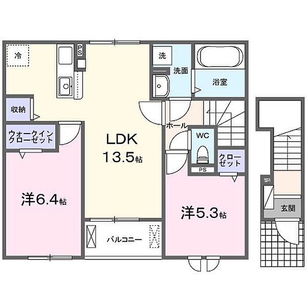 アルクドマーニ 202｜千葉県柏市西原４丁目(賃貸アパート2LDK・2階・59.16㎡)の写真 その2