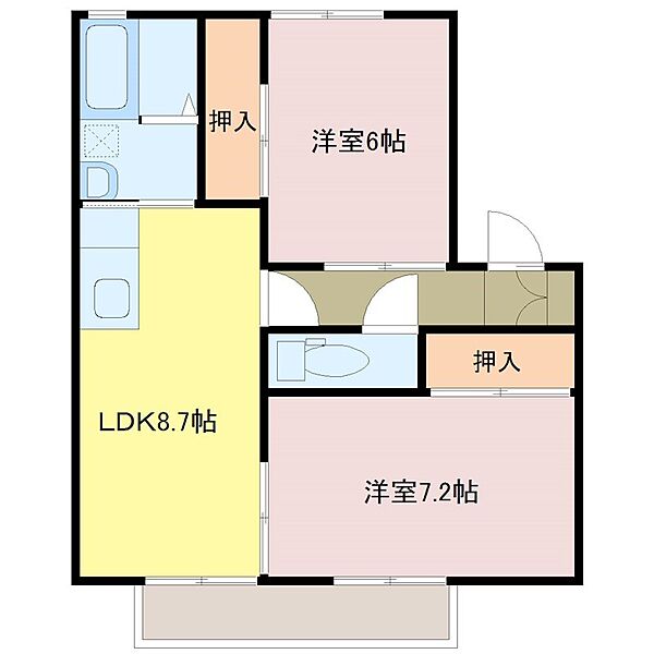 サンガーデン薬師台D 202｜茨城県守谷市薬師台６丁目(賃貸アパート2LDK・2階・52.84㎡)の写真 その2