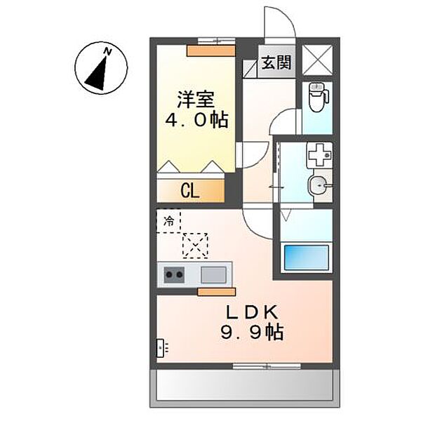 インフィールドB ｜茨城県坂東市岩井(賃貸アパート1LDK・2階・36.00㎡)の写真 その2