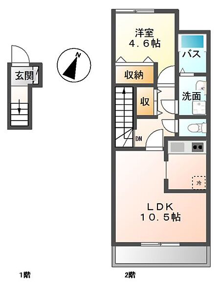 ブランジュ南逆井 ｜千葉県柏市南逆井１丁目(賃貸アパート1LDK・2階・39.67㎡)の写真 その2