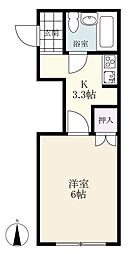 オレンジコーポ 3階1Kの間取り