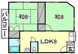 第3秀山コーポ 2LDKの間取図画像